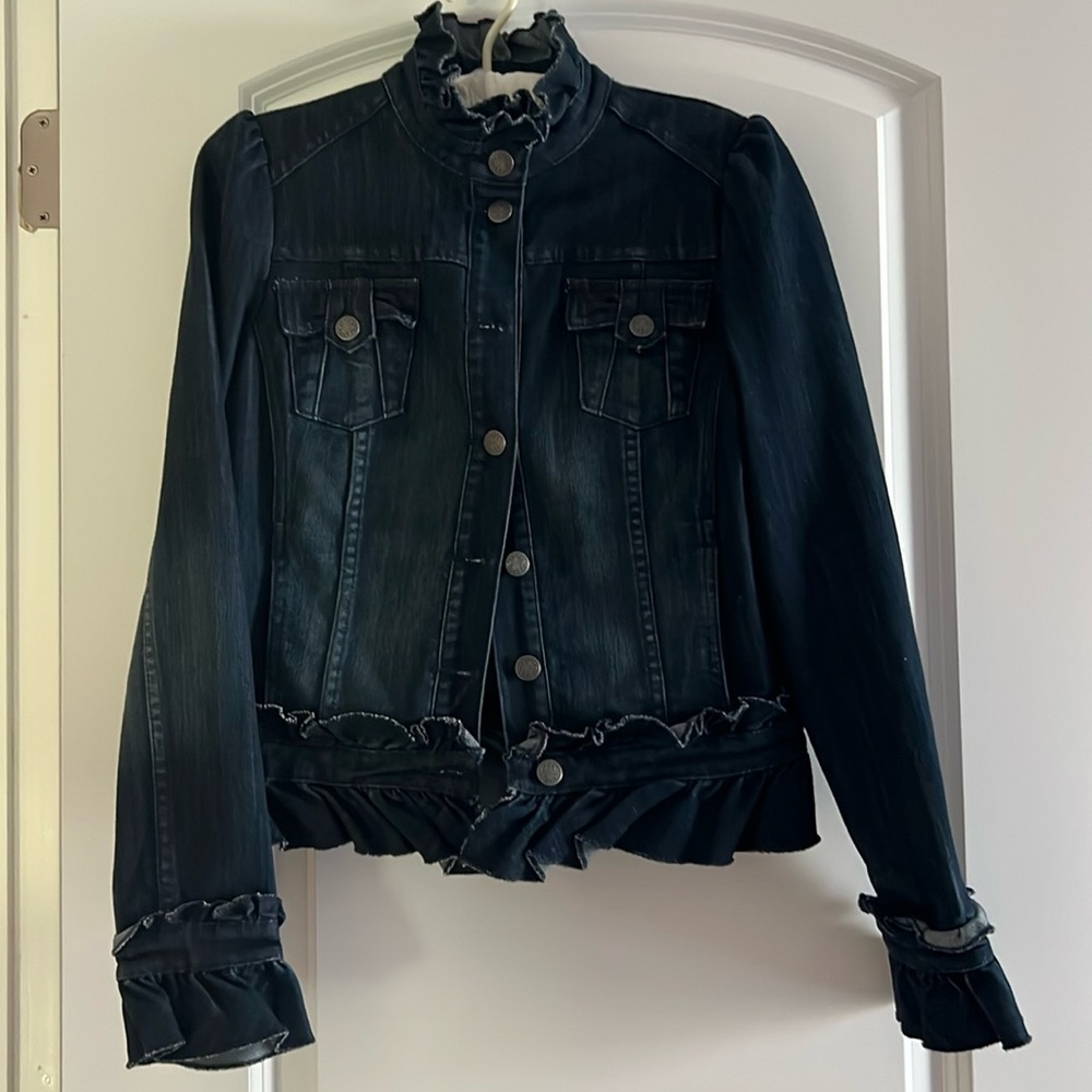 INC Denim Ruffle Jacket
